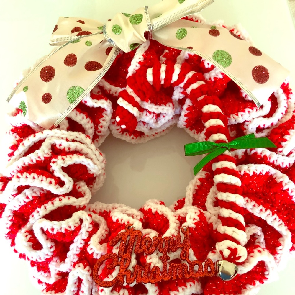Candy cane hanging wreath